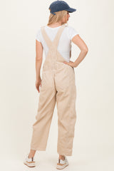 Cream Corduroy Rolled Cuff Barrel Leg Overalls