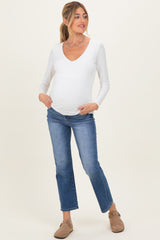 Blue Medium Wash Ankle Straight Leg Maternity Jeans