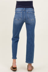 Blue Medium Wash Ankle Straight Leg Maternity Jeans