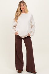 Brown Front Seam Wide Leg Maternity Jeans