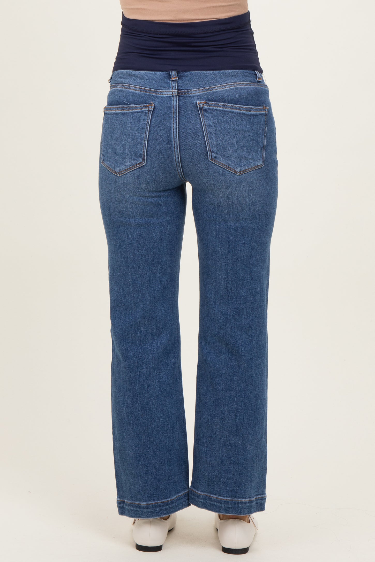 Blue Cropped Wide Leg Maternity Jeans