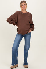 Navy Blue Fray Hem Straight Leg Maternity Jeans