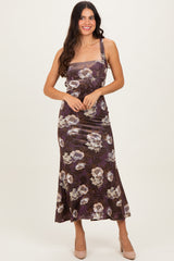 Chocolate Lace Up Back Midi Dress