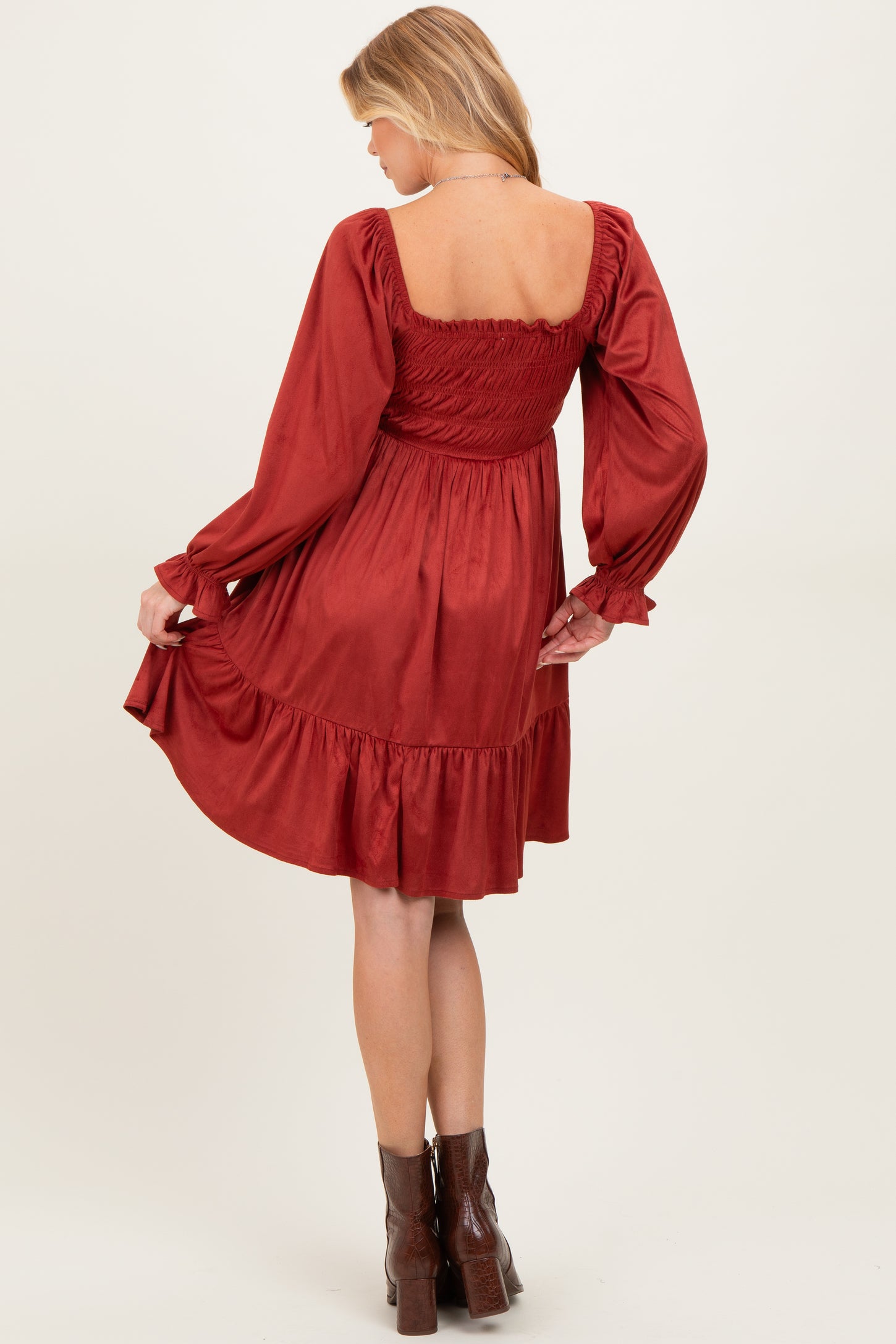 Rust Suede Maternity Dress