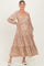 Beige Antique Floral Neck Maternity Maxi Dress