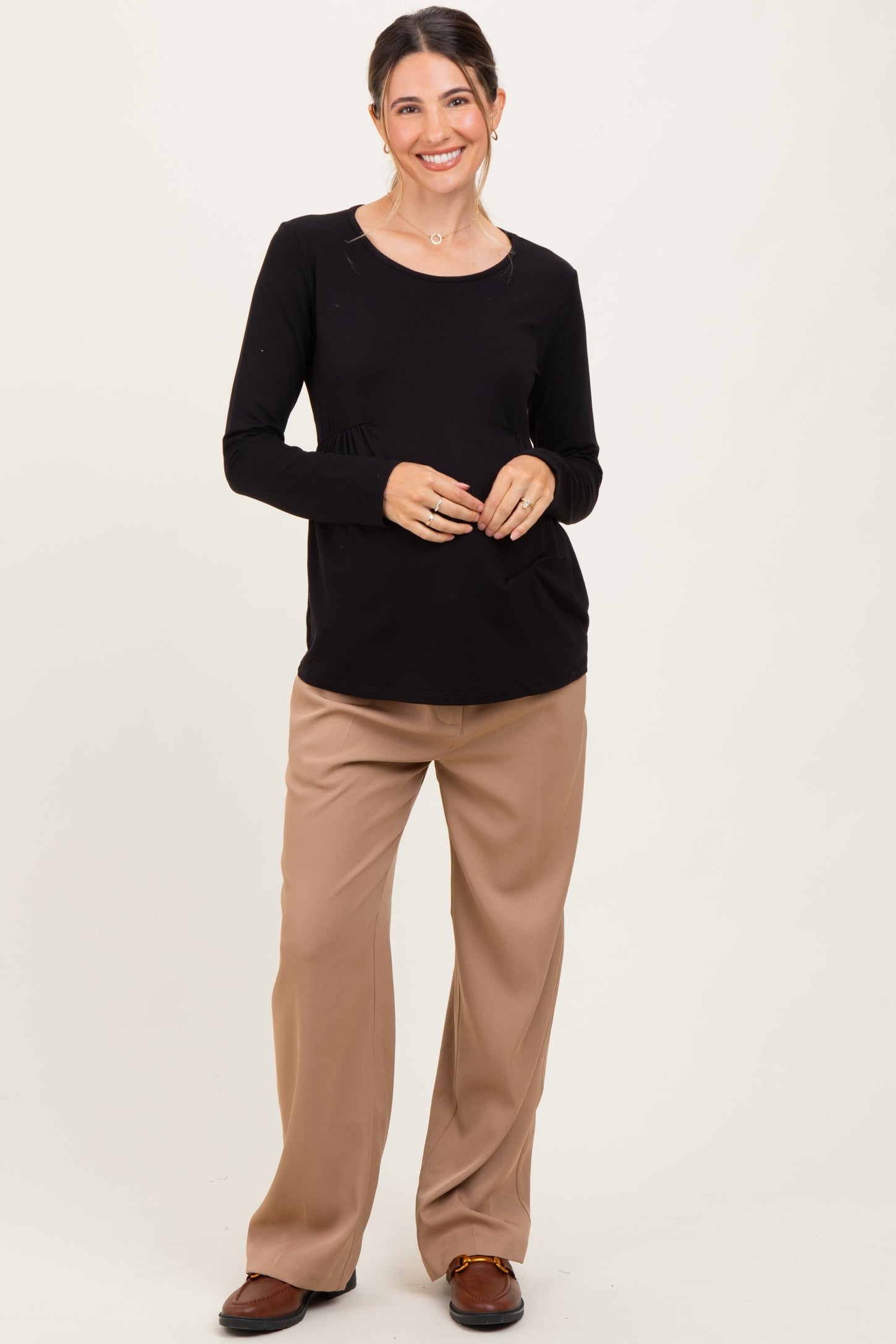 Taupe Wide Leg Maternity Trousers