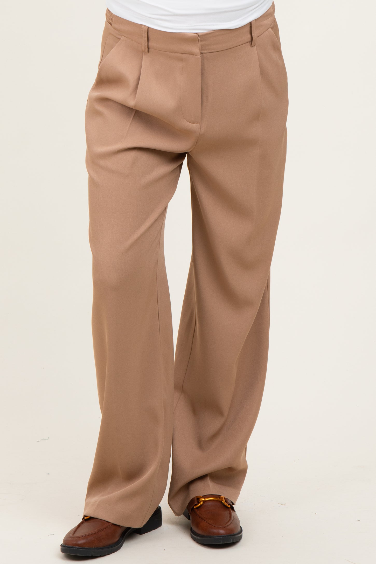 Taupe Wide Leg Maternity Trousers