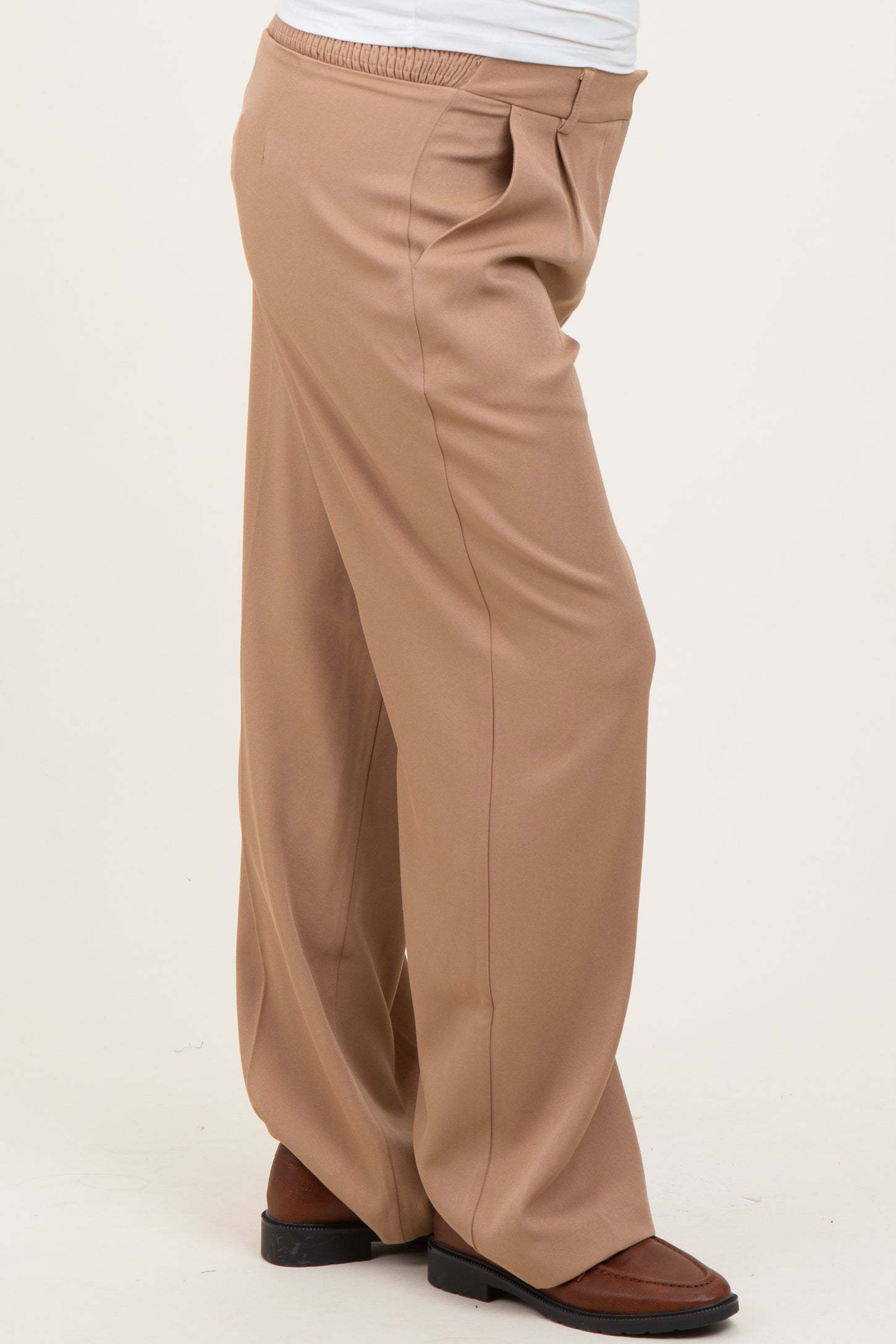 Taupe Wide Leg Maternity Trousers