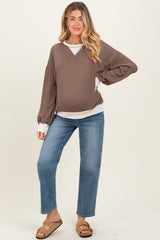 Mocha French Terry Maternity Sweatshirt