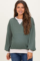 Olive French Terry Maternity Sweatshirt