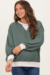 Olive French Terry Maternity Sweatshirt