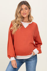 Rust French Terry Maternity Sweatshirt