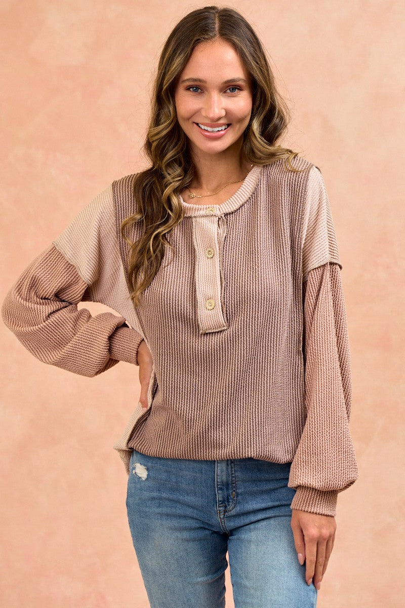 Mocha Colorblock Maternity Top