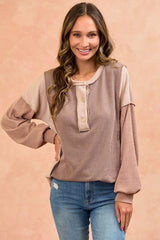 Mocha Colorblock Maternity Top