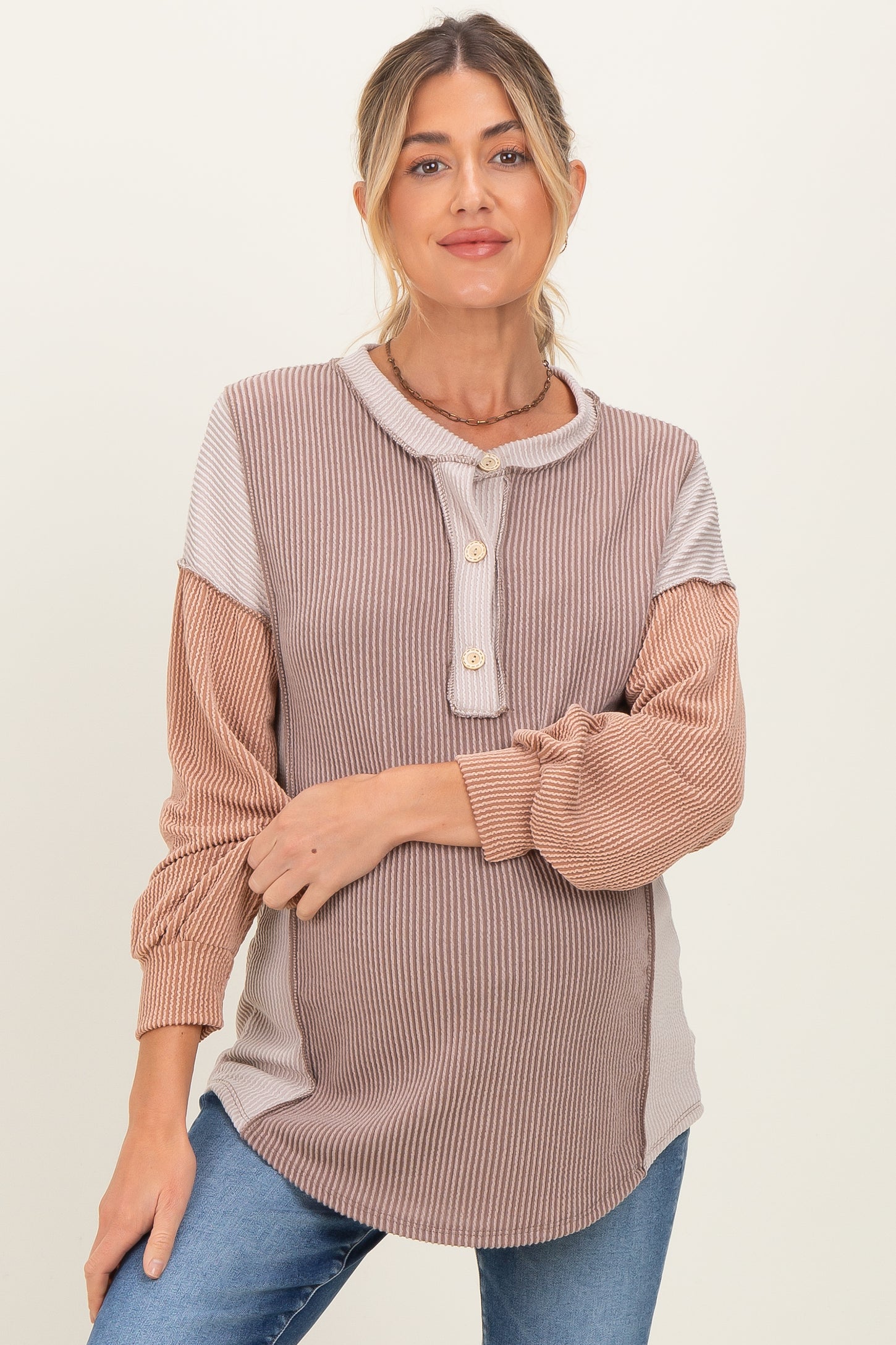 Mocha Colorblock Maternity Top