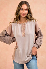 Taupe Colorblock Top
