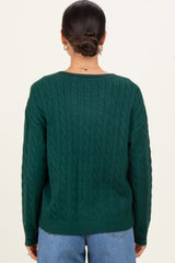 Green Chunky Cable Knit Sweater