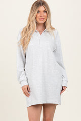 Heather Grey Brushed Quarter Zip Jersey Lounge Sweatshirt Dress