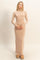 Beige Turtleneck Long Sleeve Maxi Dress