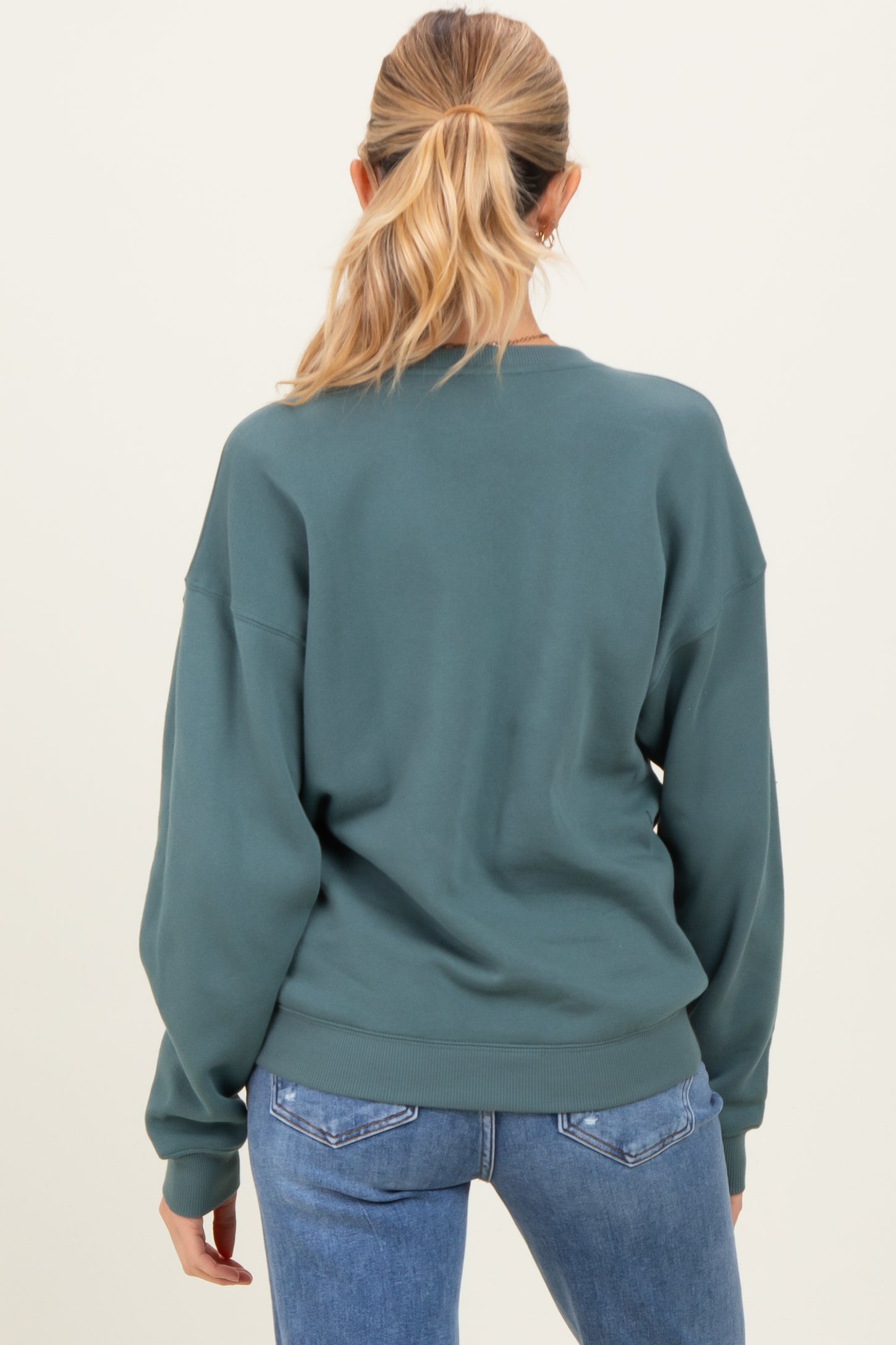 Dusty Jade Fleece Crew Neck Relaxed Fit Maternity Sweatshirt