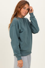 Dusty Jade  Fleece Crew Neck Relaxed Fit Sweatshirt