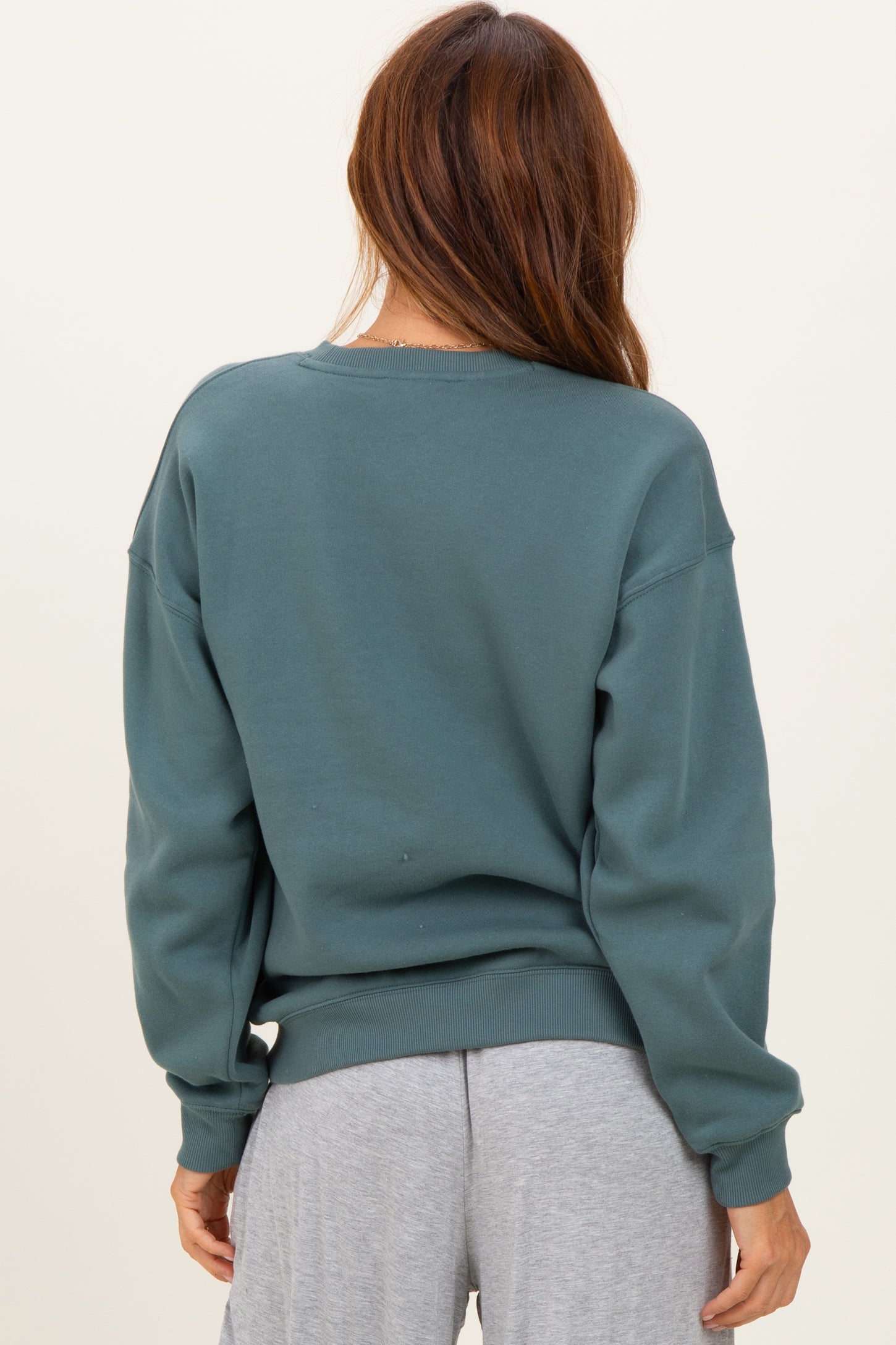 Dusty Jade  Fleece Crew Neck Relaxed Fit Sweatshirt