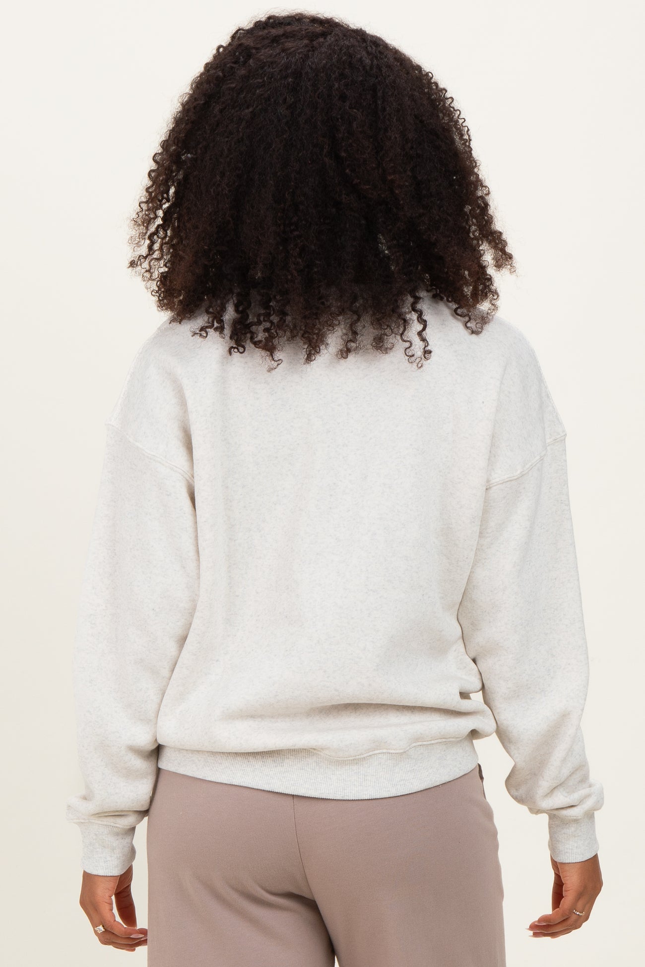 Ivory  Fleece Crew Neck Relaxed Fit Sweatshirt