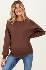 Brown Fleece Maternity Sweatshirt