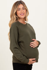 Dark Olive Fleece Maternity Sweatshirt