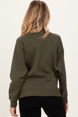 Dark Olive Fleece Maternity Sweatshirt