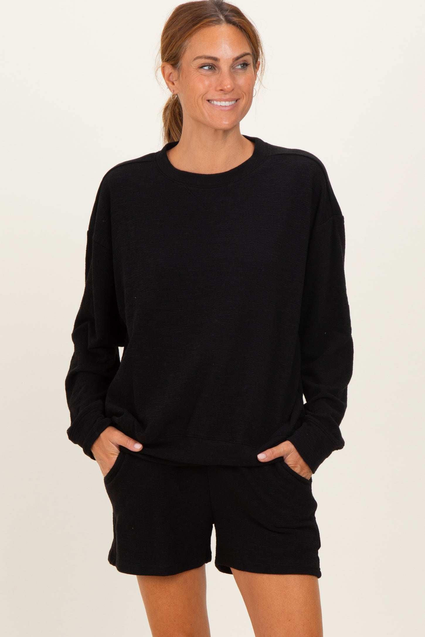 Black Pullover & Shorts Set