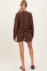 Brown Maternity Pullover & Shorts Set