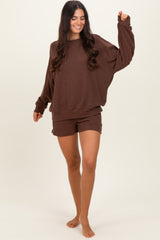 Brown Pullover & Shorts Set