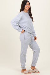 Heather Grey Fleece Long Sleeve Pullover & Jogger Set