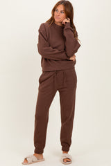 Brown Fleece Long Sleeve Pullover & Jogger Set