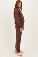 Brown Fleece Long Sleeve Pullover & Jogger Set