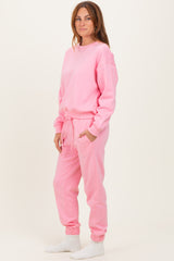 Pink Fleece Long Sleeve Pullover & Jogger Set