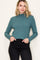 Jade Ribbed Mock Neck Ruffle Hem Long Sleeve Top