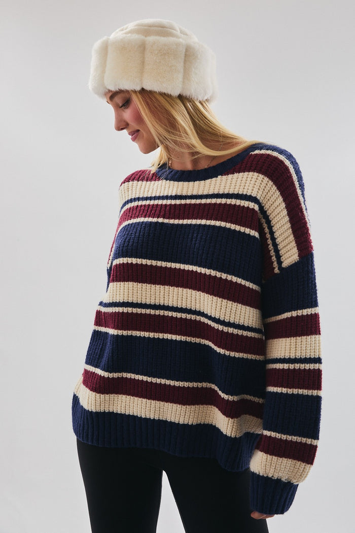 Multicolor Striped Chunky Knit Sweater
