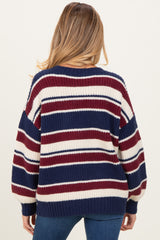 Multicolor Striped Chunky Knit Maternity Sweater
