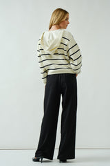 Black Drawstring Pleated Wide Leg Trousers