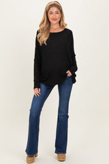Navy Blue Dark Wash Maternity Flared Jeans