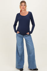 Blue Palazzo Wide Leg Maternity Jeans