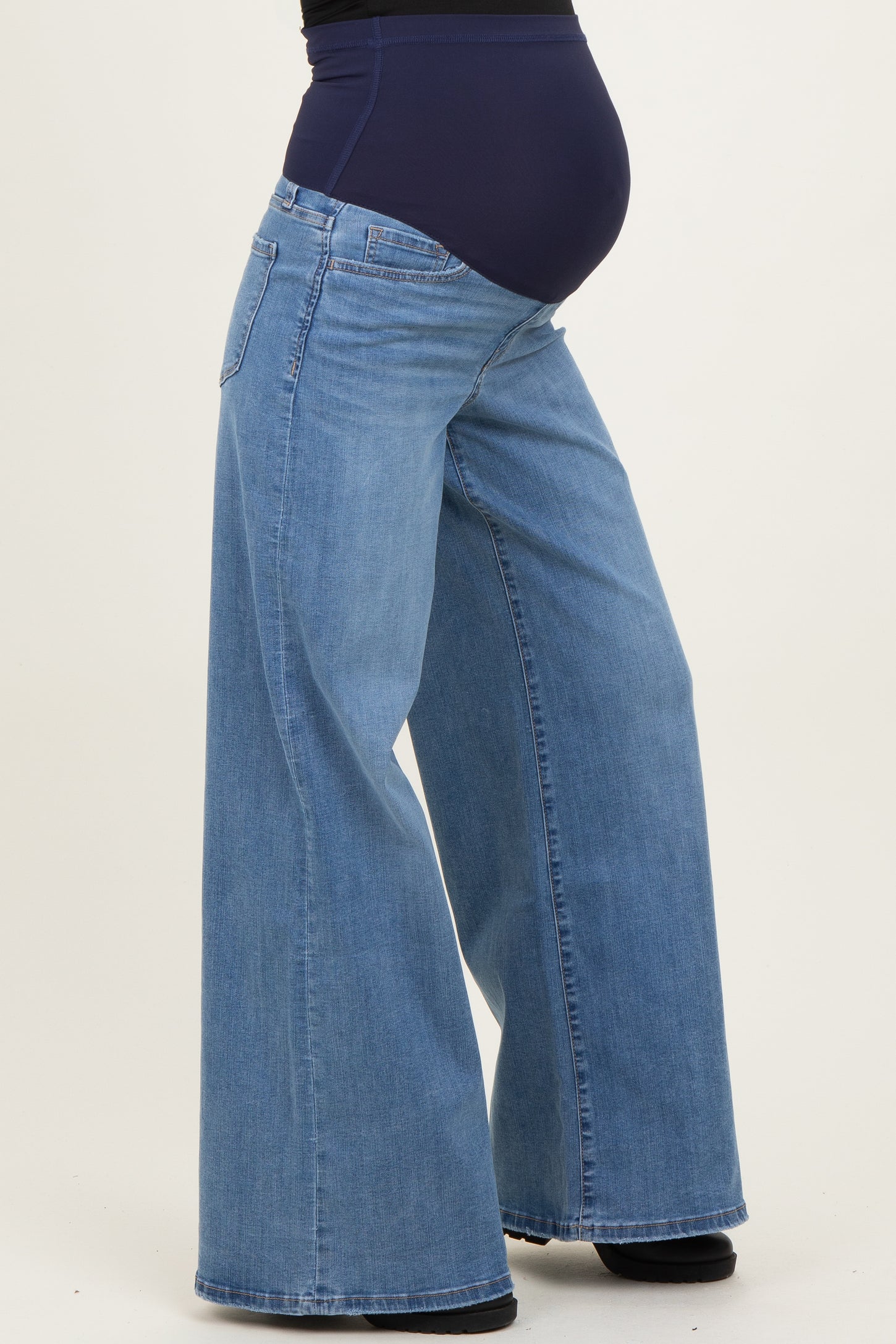 Blue Palazzo Wide Leg Maternity Jeans