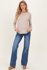 Blue Trouser Hem Wide Flare Maternity Jeans