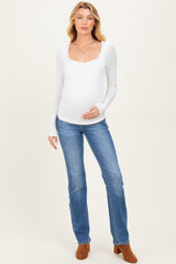 Blue Slim Straight Leg Maternity Jeans