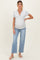 Light Blue Distressed Open Knee Ankle Straight Leg Maternity Jeans