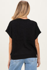 Black Short Sleeve Round Neck Maternity Sweater