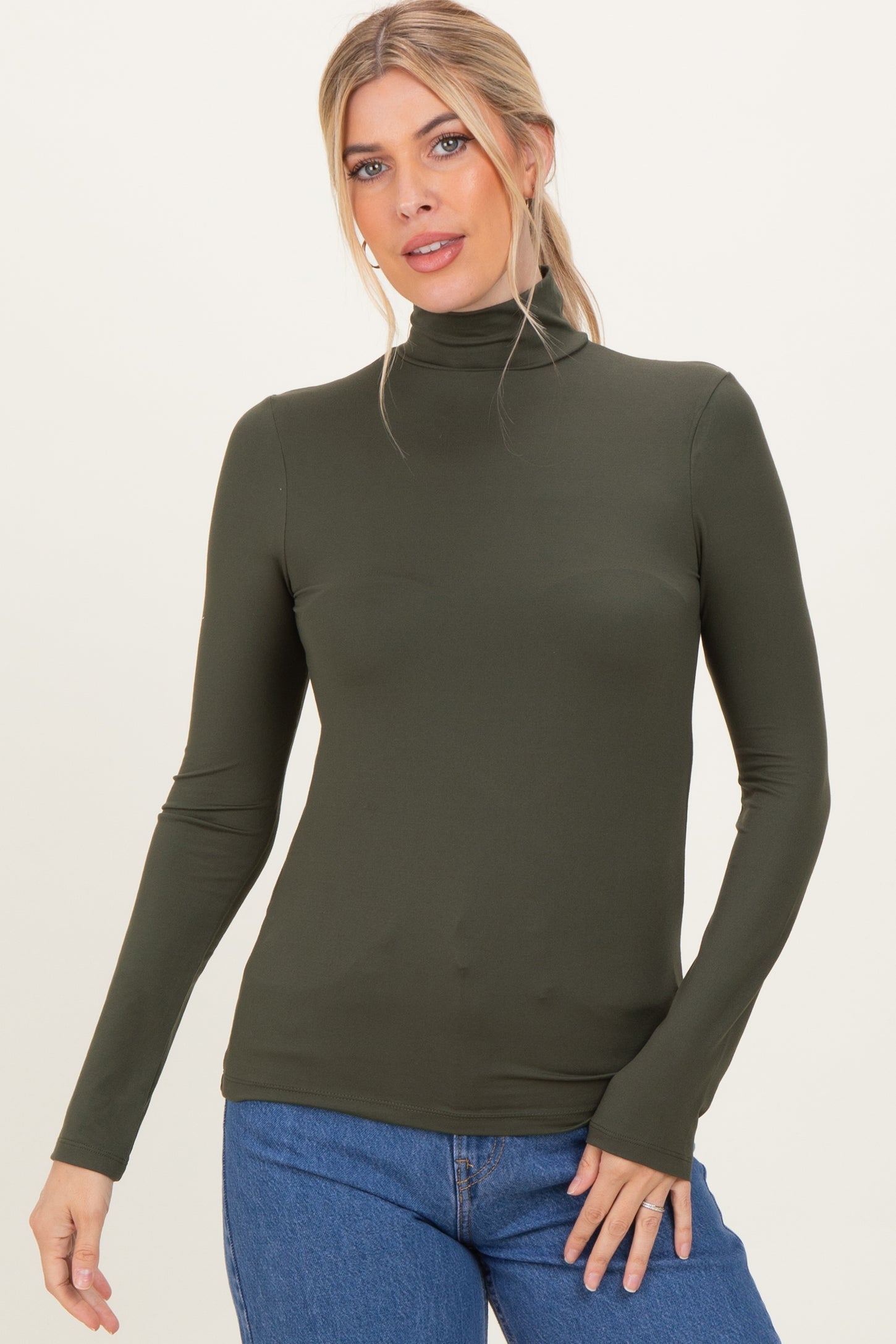 Olive Maternity Mock Neck Top