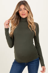 Olive Maternity Mock Neck Top